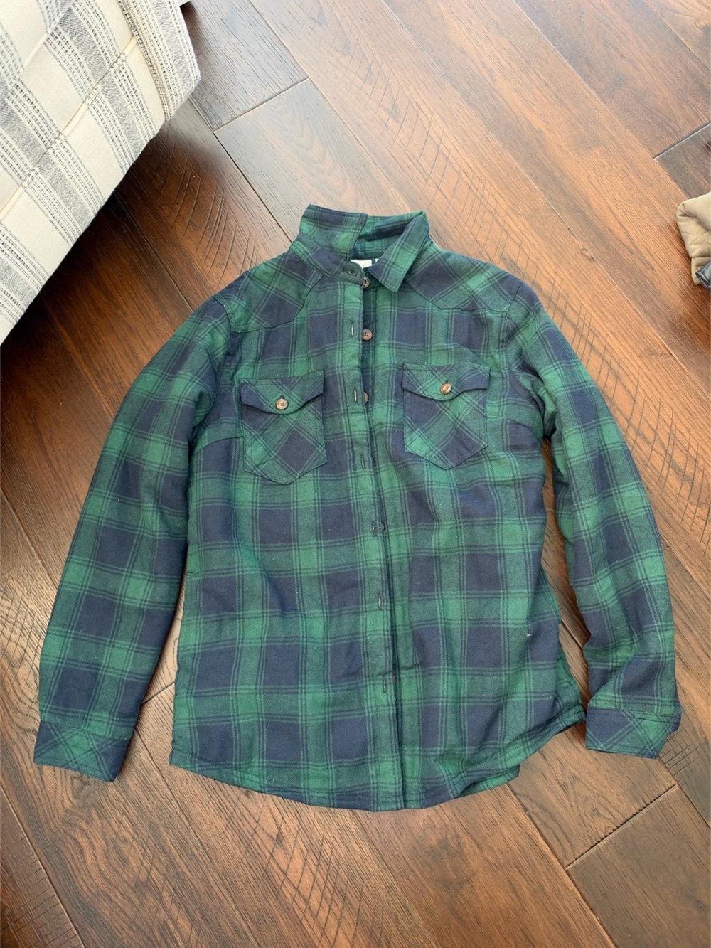 Plaid Shacket  in Green & Blue
